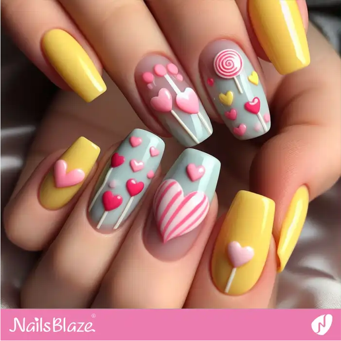 Sweetheart Lollipop Nails for Valentine